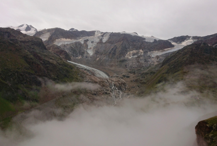 Blick auf den immer weiter verschwindenden Gletscher beim Pitz Alpine Glacier Trail 2022