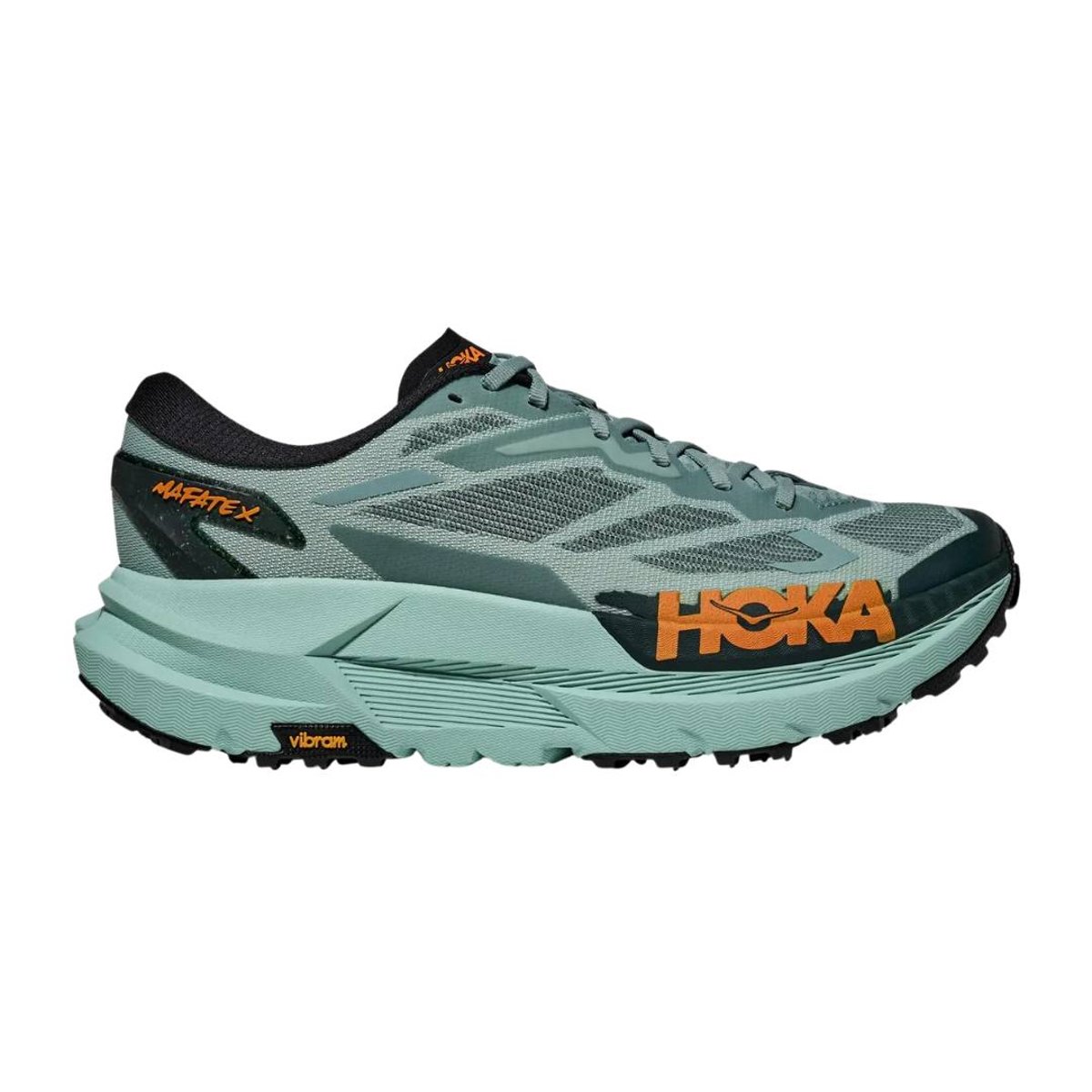 Hoka Mafate X Schuhe Grün Orange, Größe EU 40 2/3
