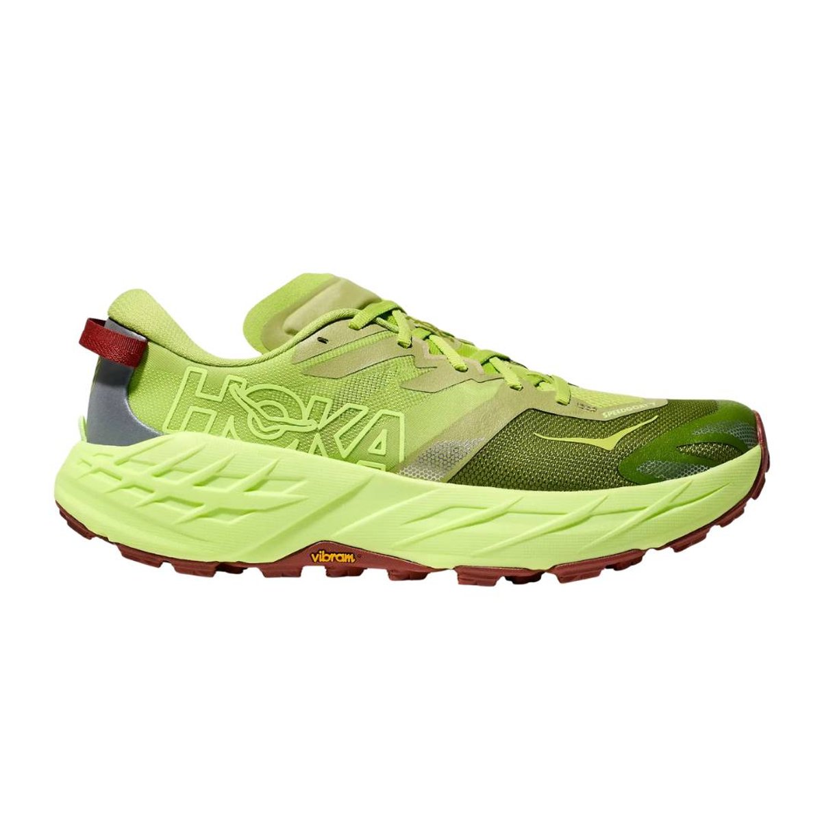Hoka Speedgoat 7 Laufschuhe Grün Rot SS26, Größe EU 42
