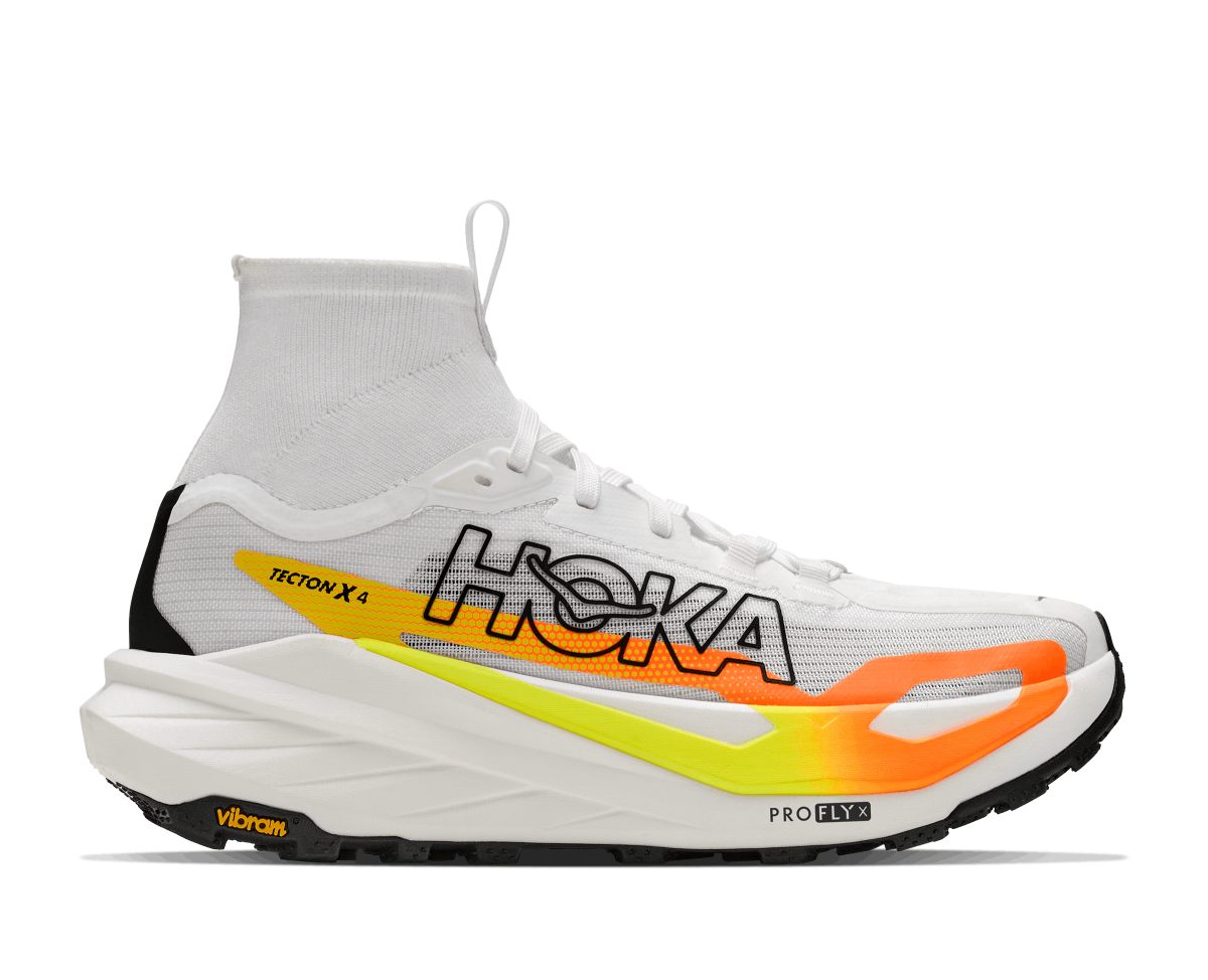 Hoka TECTON X 4 Trailschuhe Herren Frost / Neon Tangerine 42 2/3