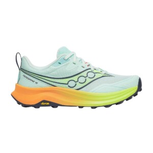Saucony Peregrine 16 Schuhe Blau Orange SS26 Damen, Größe 38 - EUR