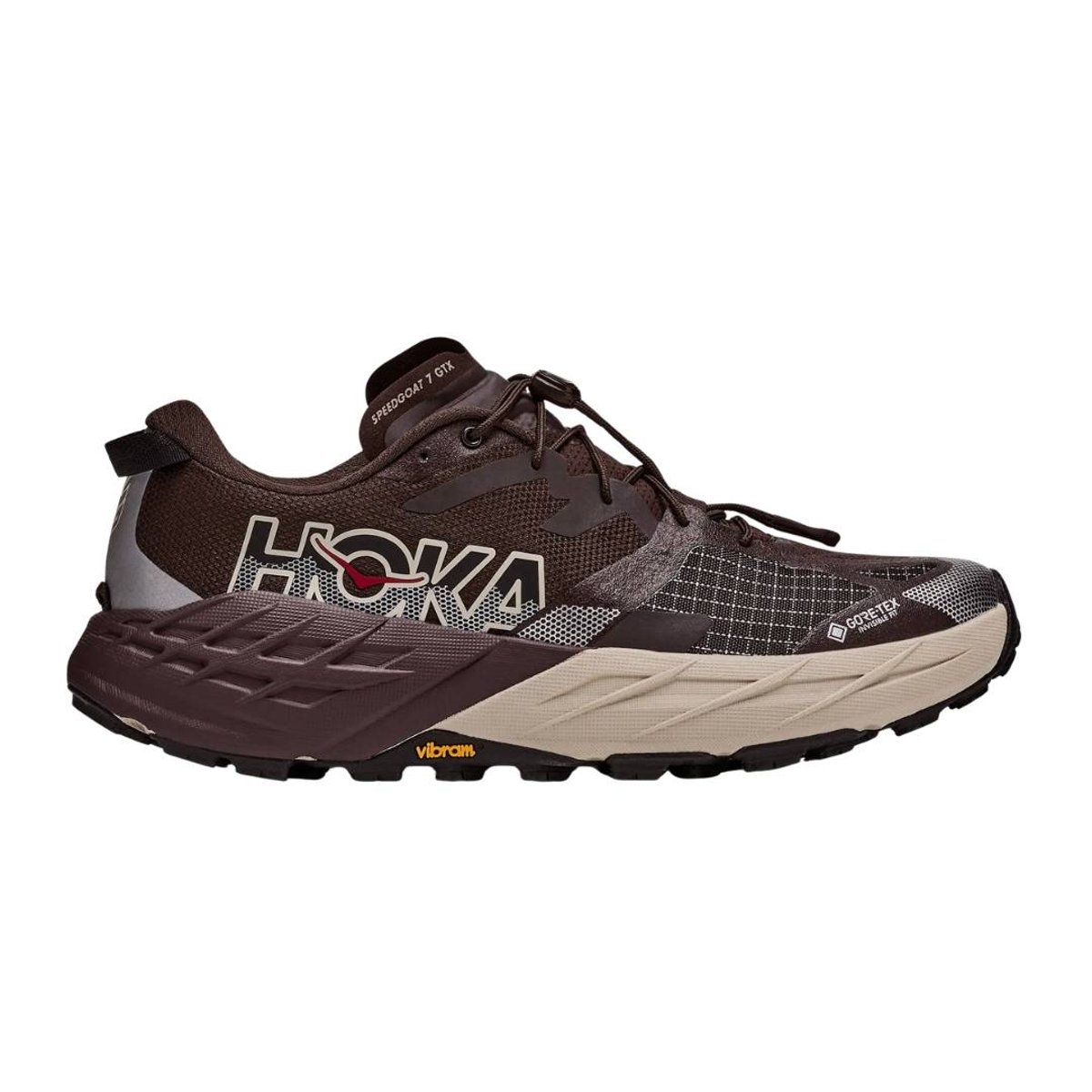 Hoka Speedgoat 7 GTX Schuhe Braun Beige AW26, Größe EU 41 1/3